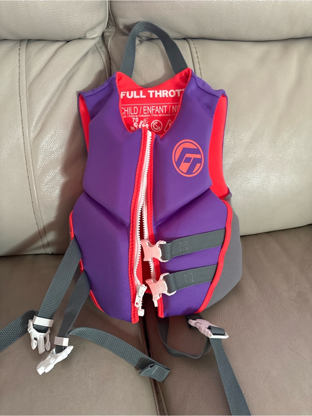 Child Full Throttle Purple & Red Life Vest - Kids Floatation Jacket